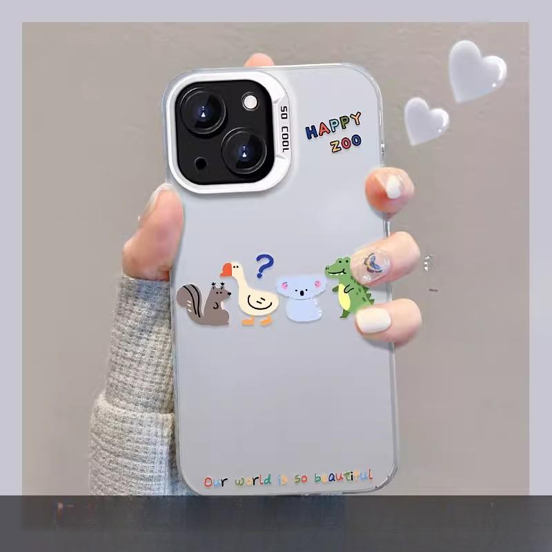 Anwendbar auf Apple 14 Handyhülle Iphone13 Niedliches Tier Unsichtbare Halterung 12pro Farbe Silber Matt 11 Große Löcher