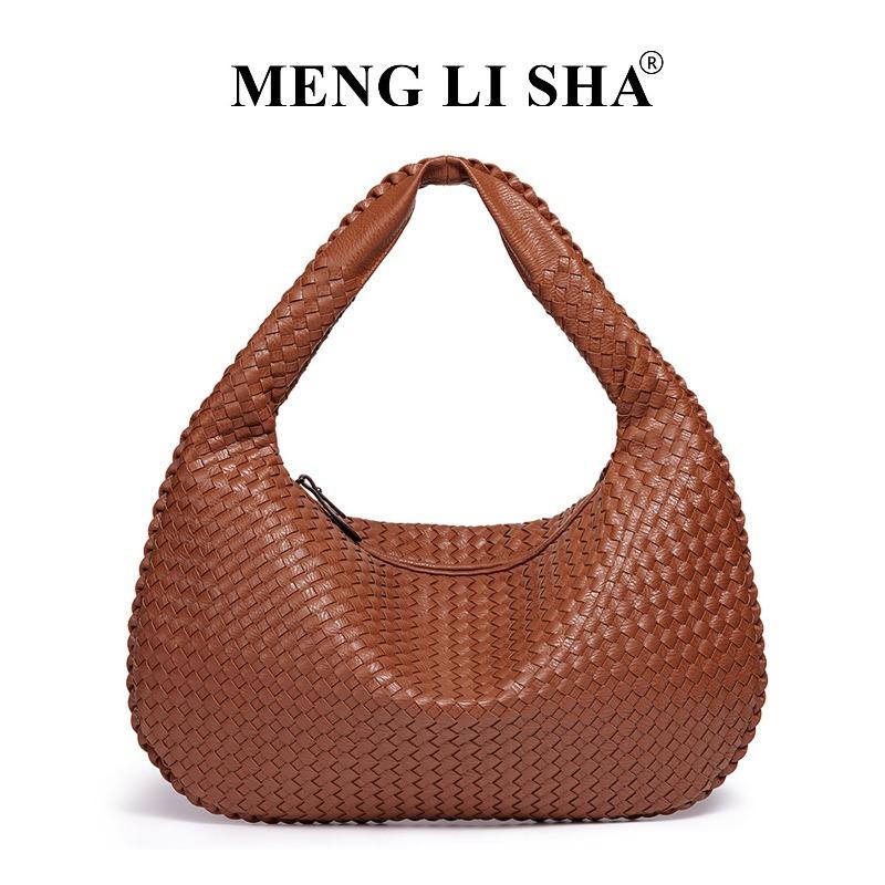 

New retro hand-woven bag commuter large capacity shoulder underarm tote bag versatile portable crescent bag коричневий