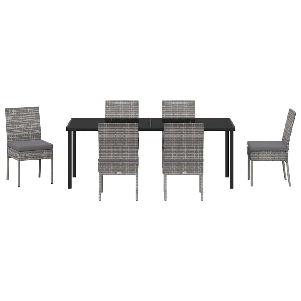 Garden Dining Set 7 pcs Grey Powder Coated Steel
