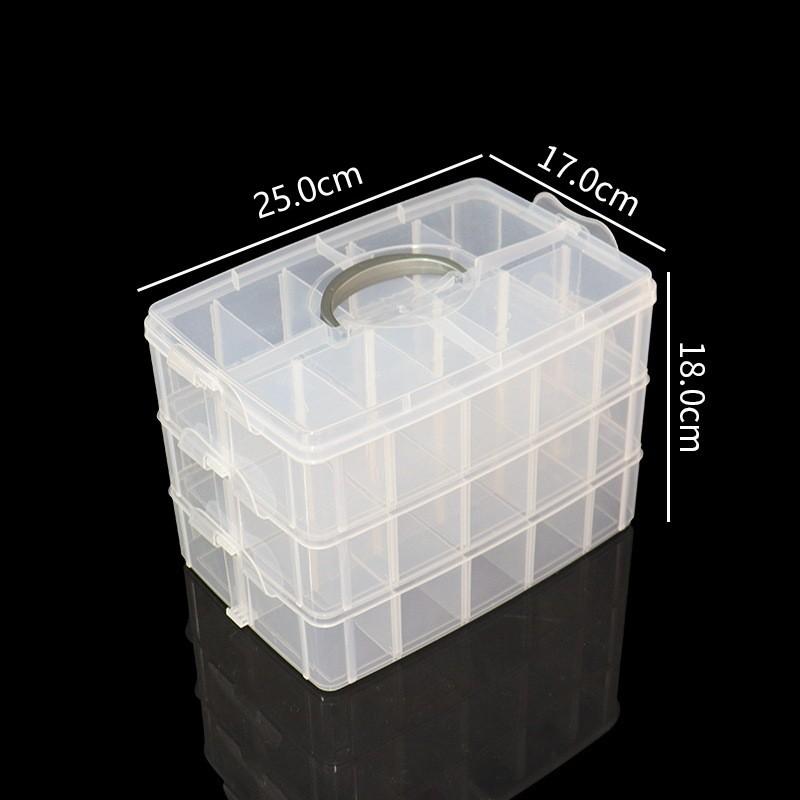 Large Three-Layer Removable 18-Grid 30-Grid Portable Transparent Plastic Jewelry Cosmetic Storage Box Fishing Gear Storage Large Box