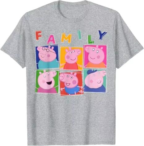 

2026 summer new Peppa Pig cartoon pattern pure printed Tshirt suitable for both Unisex Women loose fit comfortable and breathable S