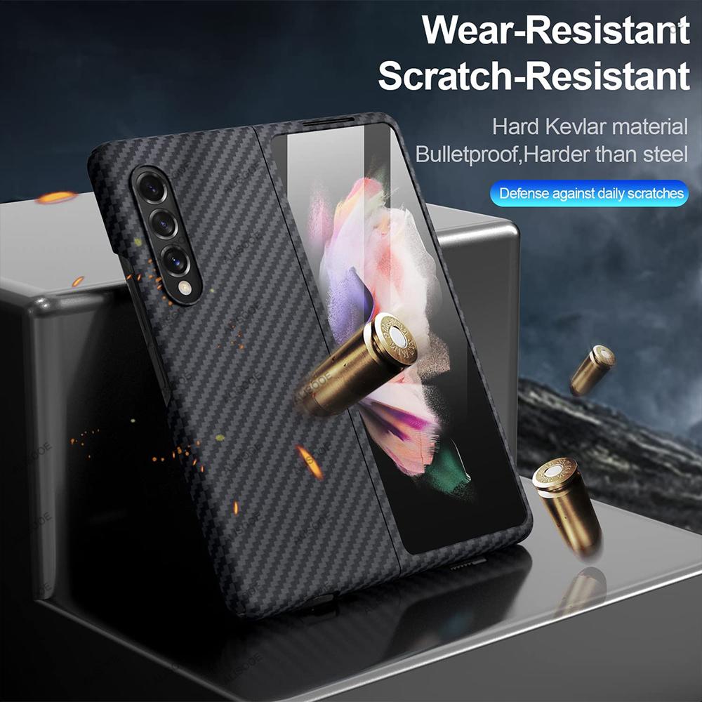 Z Fold 4 Kohlefaser-Hülle für Samsung Galaxy Z Fold 4 3 5g Hülle Ultradünne Aramidfaser-Abdeckung für Samsung Z Fold3 Fold4