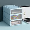 3/4Pcs Desk Storage Organizer with Clear Window Large Capacity Dustproof Stackable Office Supplies Storage Drawer Box Container