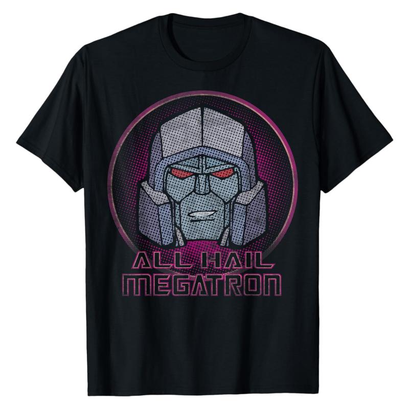 Megatron TShirt Transformers All Hail Decepticon Slogan Printed Crew Neck Trendy Urban Streetwear Casual Cotton Tops 2XL