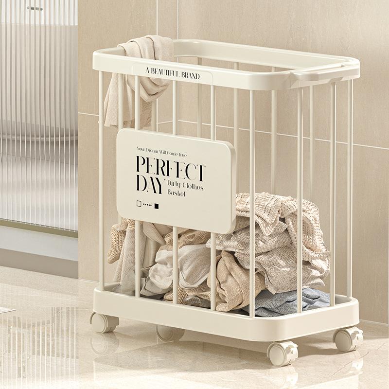 Movable Dirty Clothes Storage Basket  Large Capacity Clothes Storage Container for Dirty Hamper Washing Clothes Storage Basket