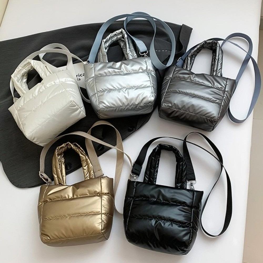 Lightweight Puffy Handbag Adjustable Strap Large Capacity Quilted Shoulder Bag Padded Waterproof Puffer Crossbody Bag Casual