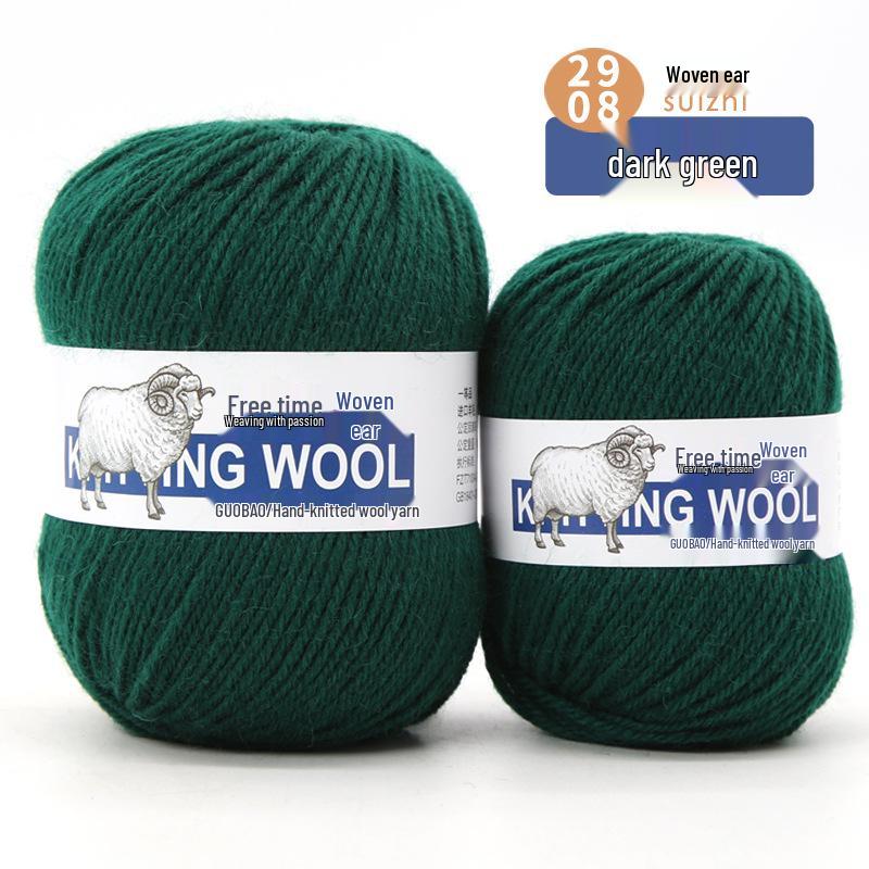 Wool Yarn Hand-Knitted Sweater Scarf Hat - Pure Color Four-Strand Yarn Ball