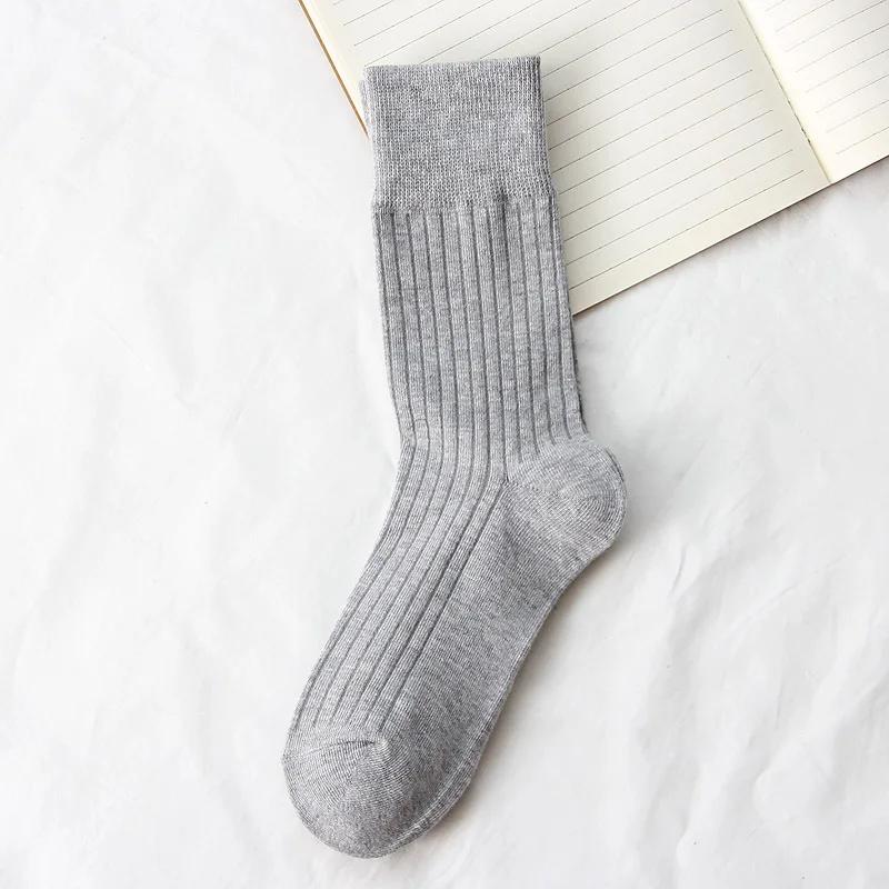 Japanese Korean Fashion High School Girls High Socks Solid Color White Khaki Beige Loose Socks Cotton Knitting Women Long Socks