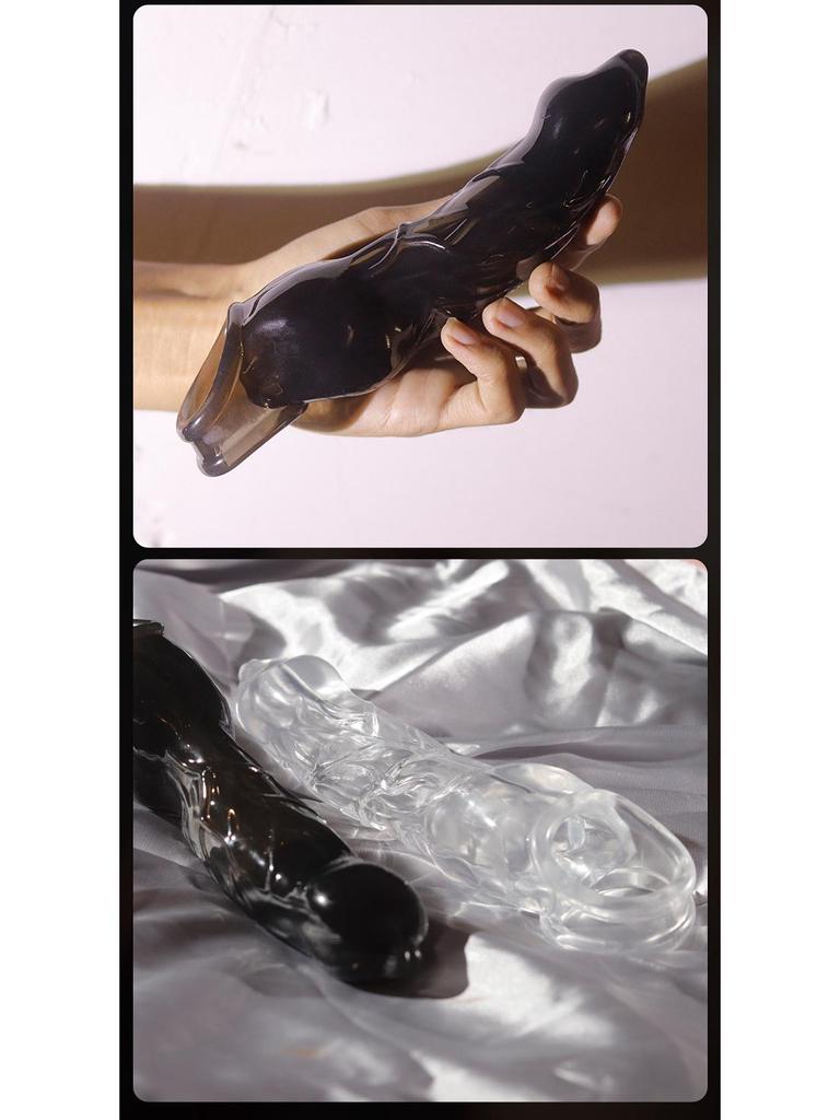 Wolfhound Wireless Remote Control Vibration Crystal Wolf Tooth Sleeve - Thickened, Lengthened, Ten-Frequency Ejaculation Lock for Men