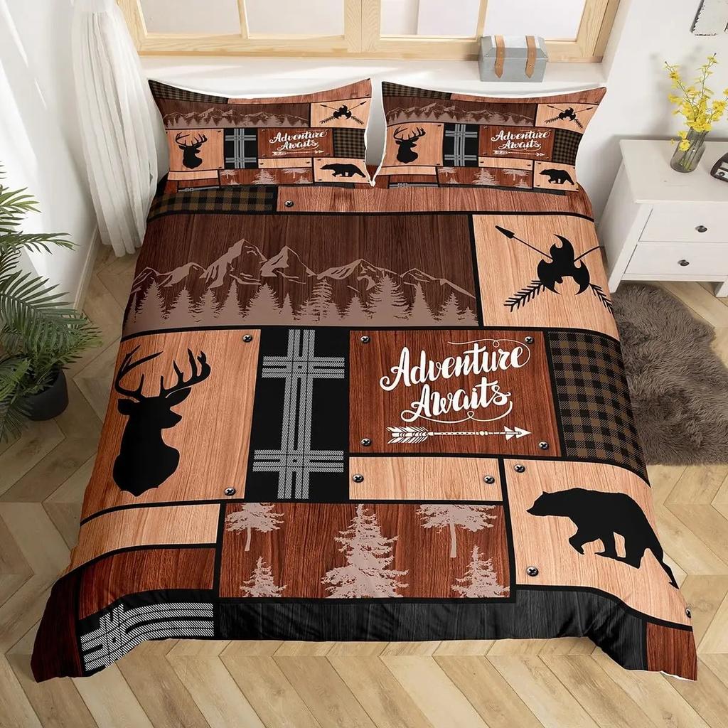 Wild Deer Comforter Sets For Kids Teens,American Flag Camo Bedding Sets Full Size Comforter Sets With 1 Comforter 2 Pillowcase