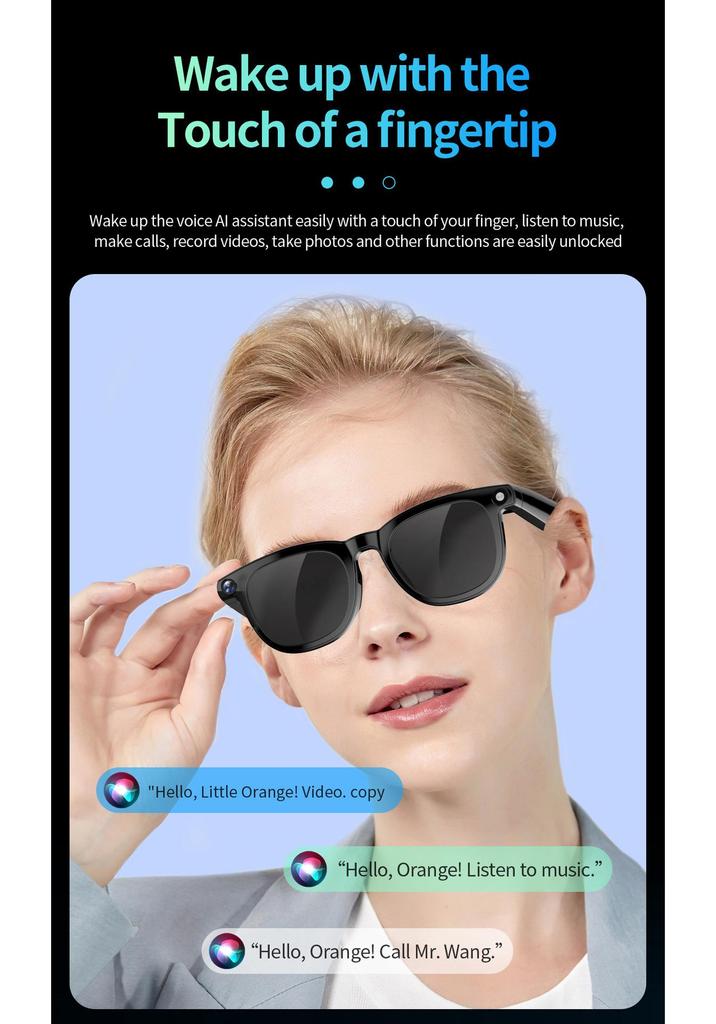 CY01 Smarte Brille: 8MP Kamera, KI-Sprachassistent, Musik, Anrufe, Foto-/Videoaufnahme, 16 GB Speicherplatz.