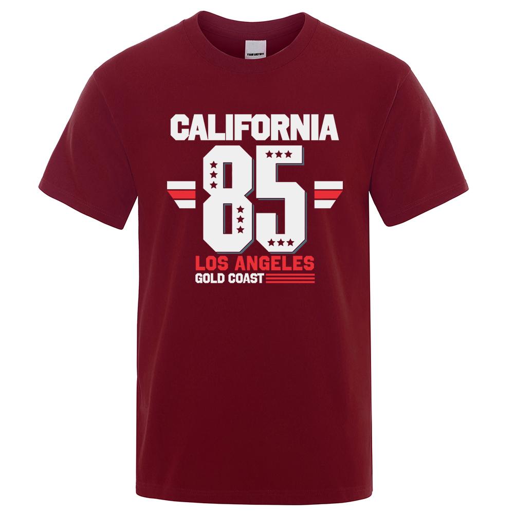 California 85 Los Angeles Gold Coast T-Shirt Casual Loose Tops Oversized Summer Tee Clothes Fashion Cotton Crewneck Men Clothes