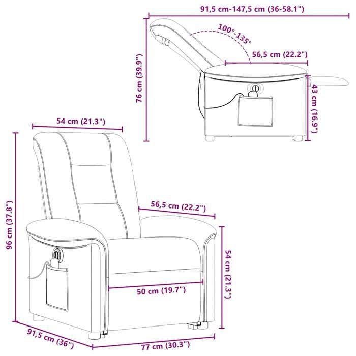 VidaXL Fauteuil inclinable de massage électrique Marron Tissu, fauteuil de massage électrique, fauteuil de massage, chaise 3303288