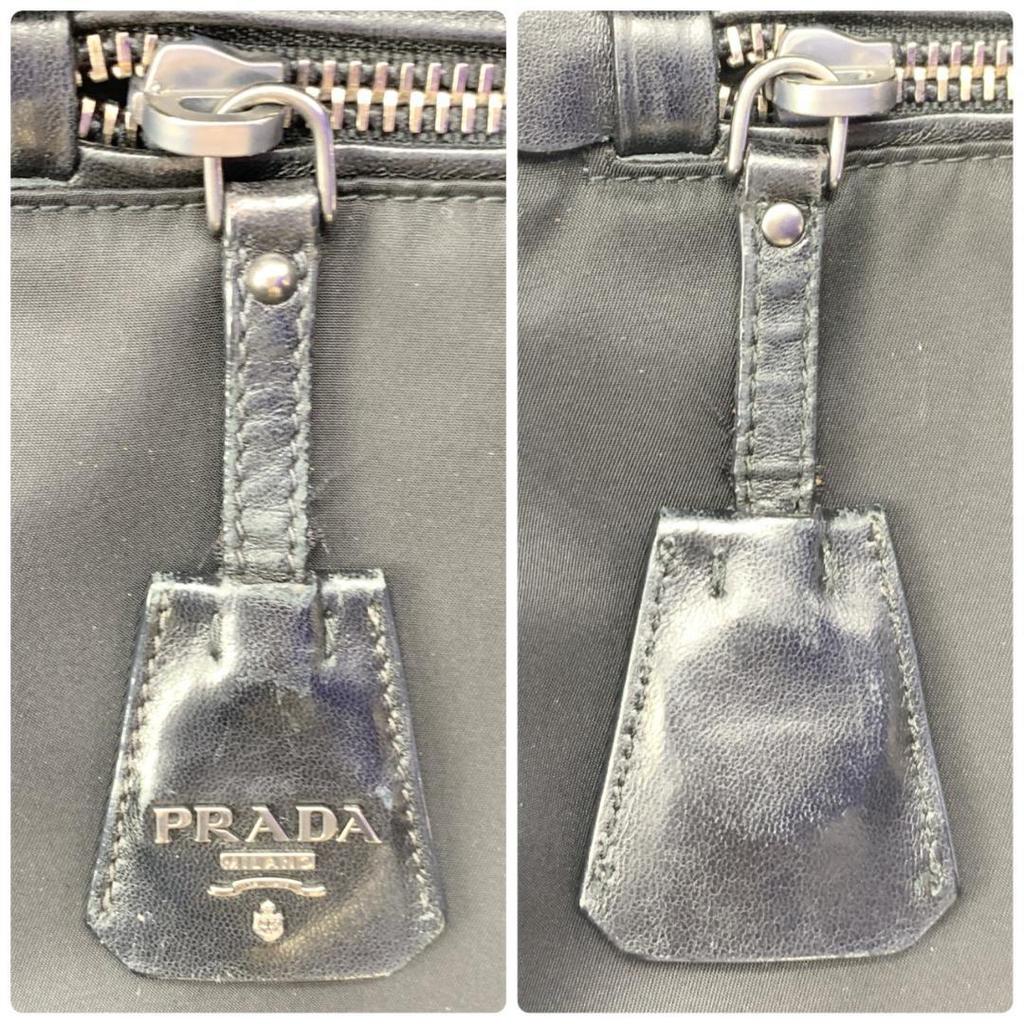 Prada Reversible Tote Bag Handbag Leather Genuine Leather Tessuto Nylon Black Women's Men's Unisex Lightweight