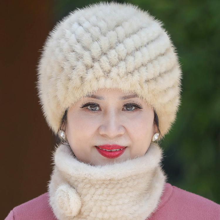 Mink Hat Winter Mink Hair, Mink Hat for Warm Grandma, Middle Aged and Old Lady, Mother's Hat