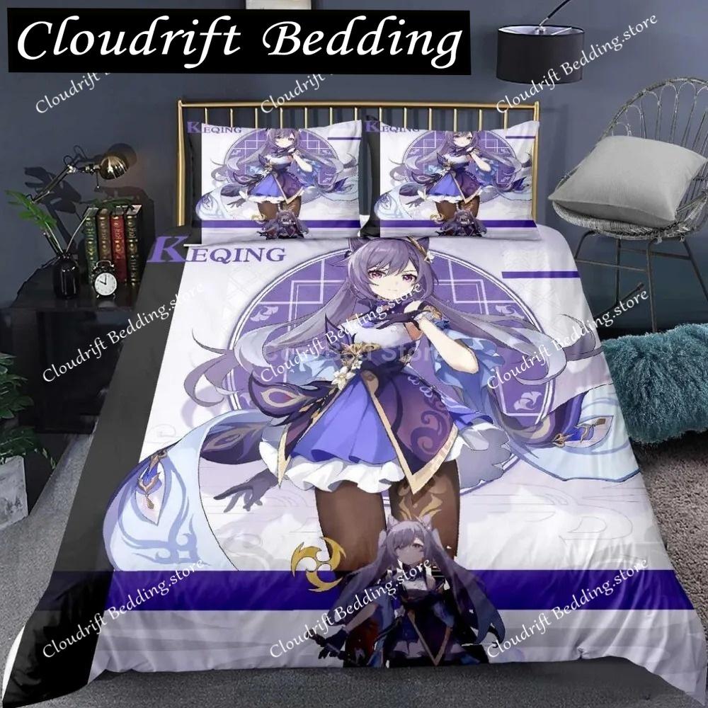 Genshin Impact Bedding Set Cartoon Anime Duvet Cover Single Double Size Kids Boys Luxury 3D Bed Linen Decor Home