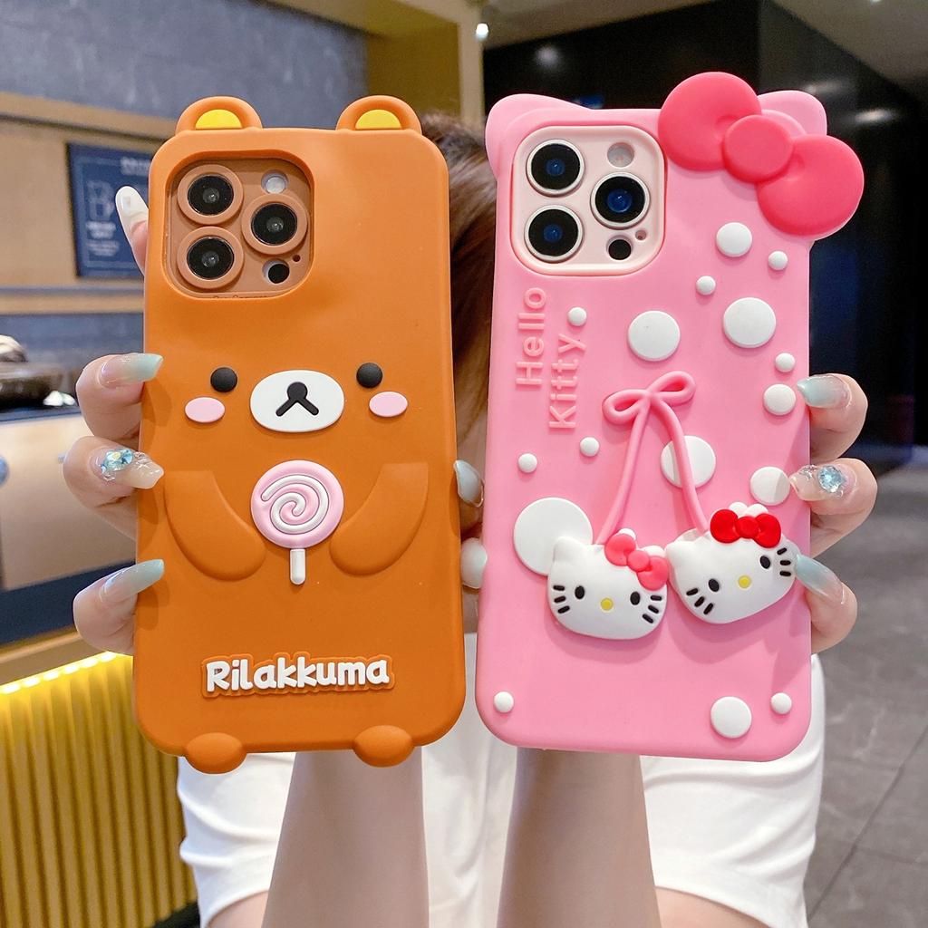 Applicable to Samsung A37 A57 sheet mobile phone case A07 A17 cartoon KT cute bear A36 non-silicone
