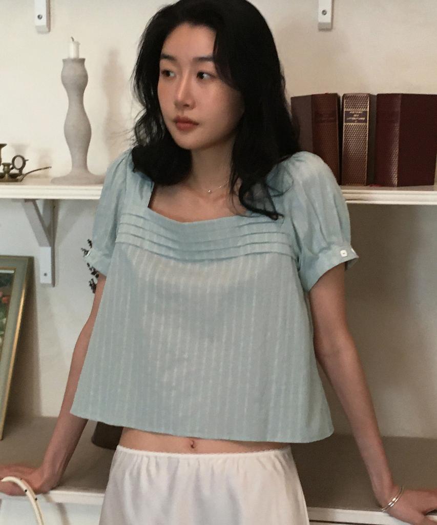 Syeliobeu Carré Square Neck Blouse - Mint