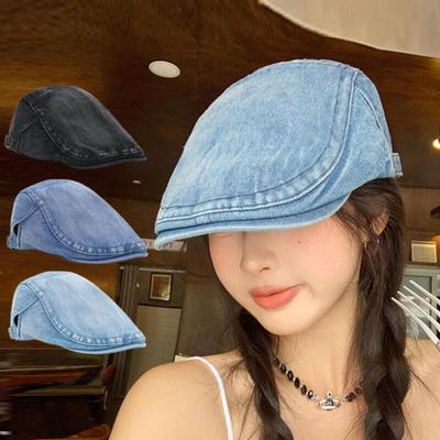 Casquette Beret en Jean pour Femme avec Chapeau Bob Réglable
