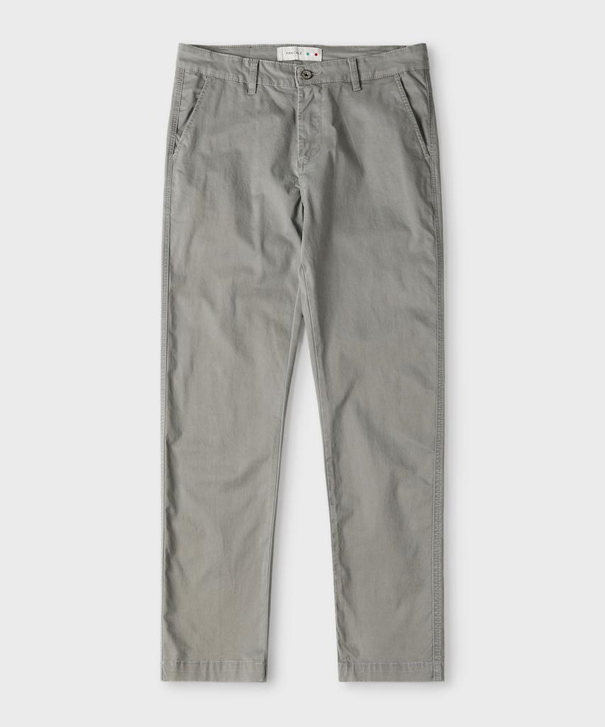 PANICALE Khaki Grey Washed Cotton Chino Pants