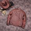 Chinese Size Vitnage Red Brown Men Leather Jacket Cowhide Leather Motorcycle Style Genuine Cow Jackets for Men Autumn