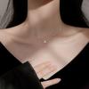 PONYKISS Trendy  Sterling Silver Four-leaf Clover Luck Leaves Zircon Sweater Chokers Necklace for Women Lovely Fine