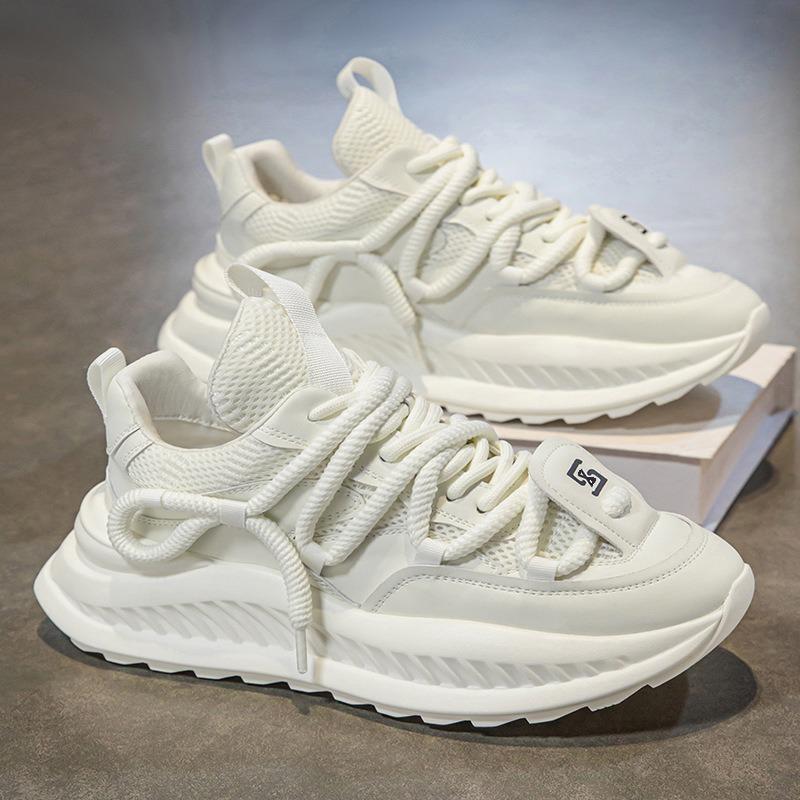 

Мужская обувь новая летняя нишевая повседневная спортивная дышащая толстая подошва увеличивающая рост кроссовки для папы трендовый бренд 44 белый