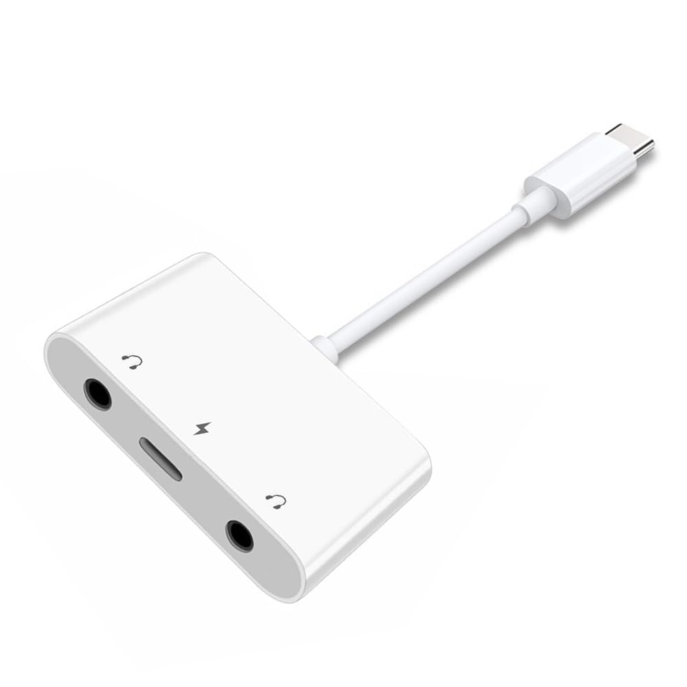Placă de sunet NFHK de tip C la microfon auxiliar audio dual cu adaptor de încărcare PD, compatibilă cu tablete și dispozitive mobile cu mufă USB-C de 3,5 mm, laptopuri și telefoane.