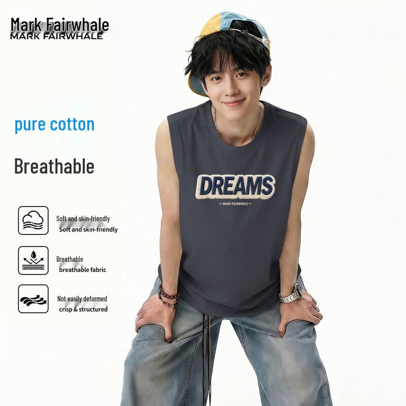 Mark Huafei Men s Loose Fit Pure Cotton Tank Top 3XL