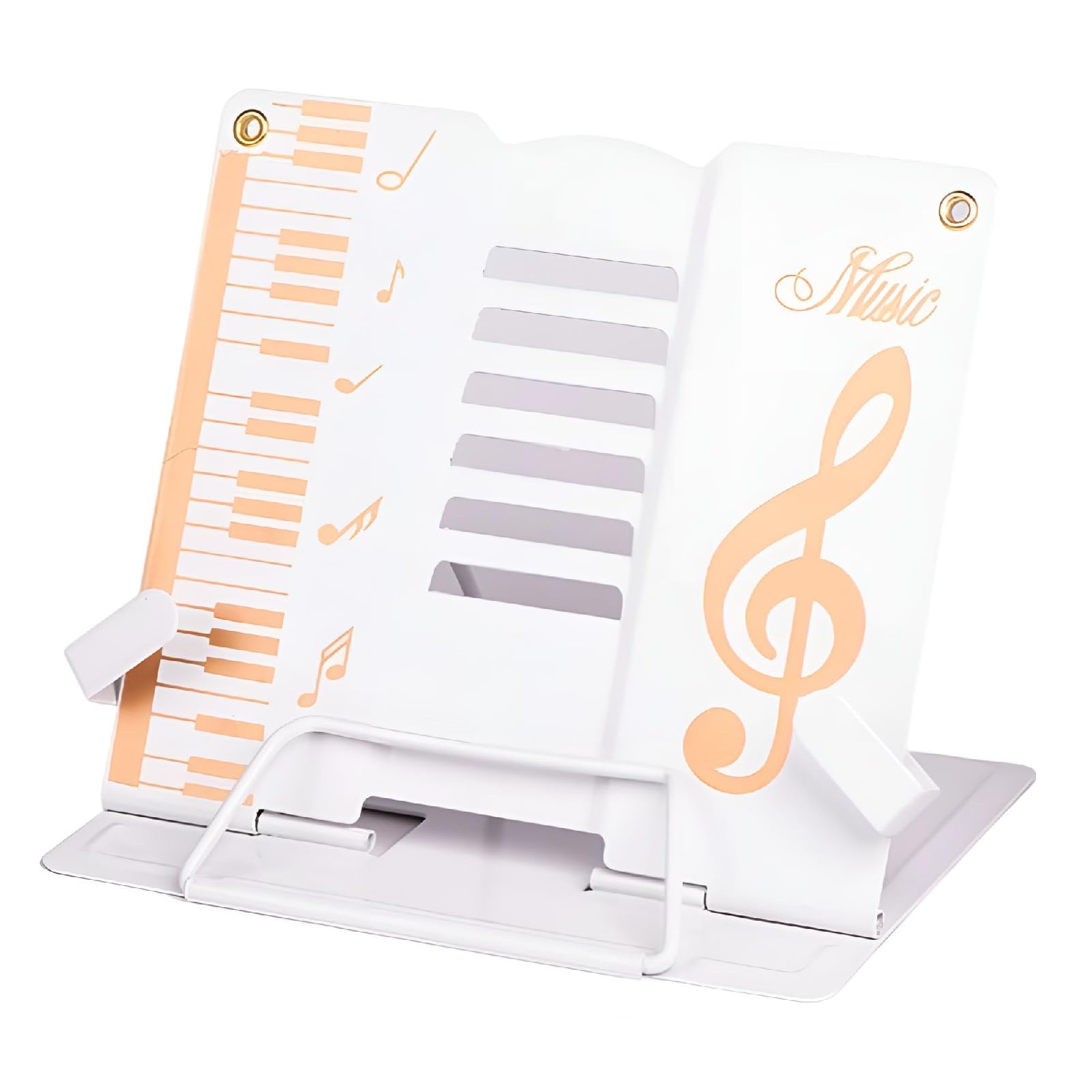 

ZERONOWA Folding Tabletop Music Stand with Adjustable Angle, Reading Stand (White)