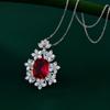Tancise Jewelry Synthetic Ruby Silver Pendant 12 * 16 Flower Necklace 40 + 3