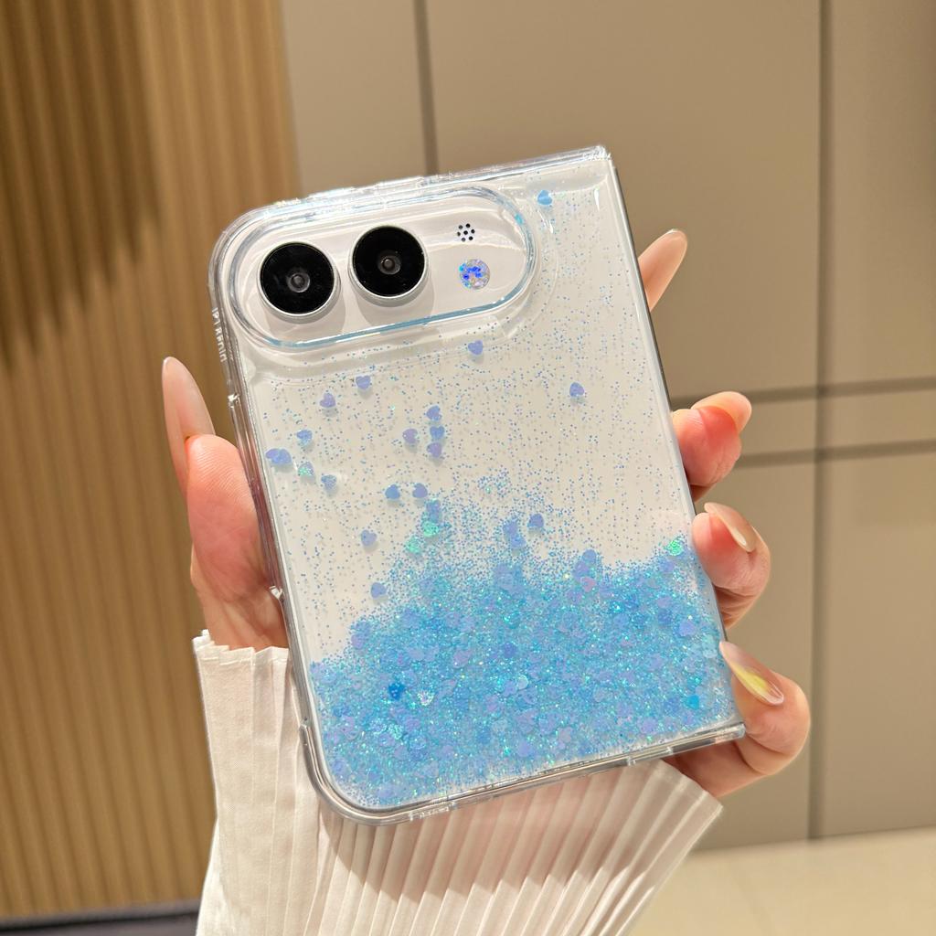 For IPhone Ultra Luxury Love Heart Liquid Glitter TPU Phone Case for IPhone Ultra 18Fold Quicksand Clear Bumper Shockproof Cover