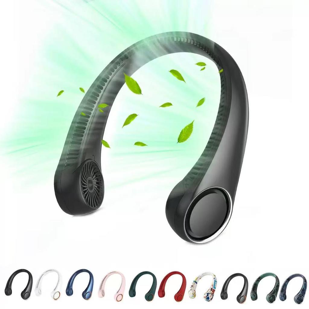 Portable Personal Neck Cooling Rechargeable Bladeless Fan - Hands Free 3 Speed 4000 mAh Battery USB Operated Wearable Headphone Design