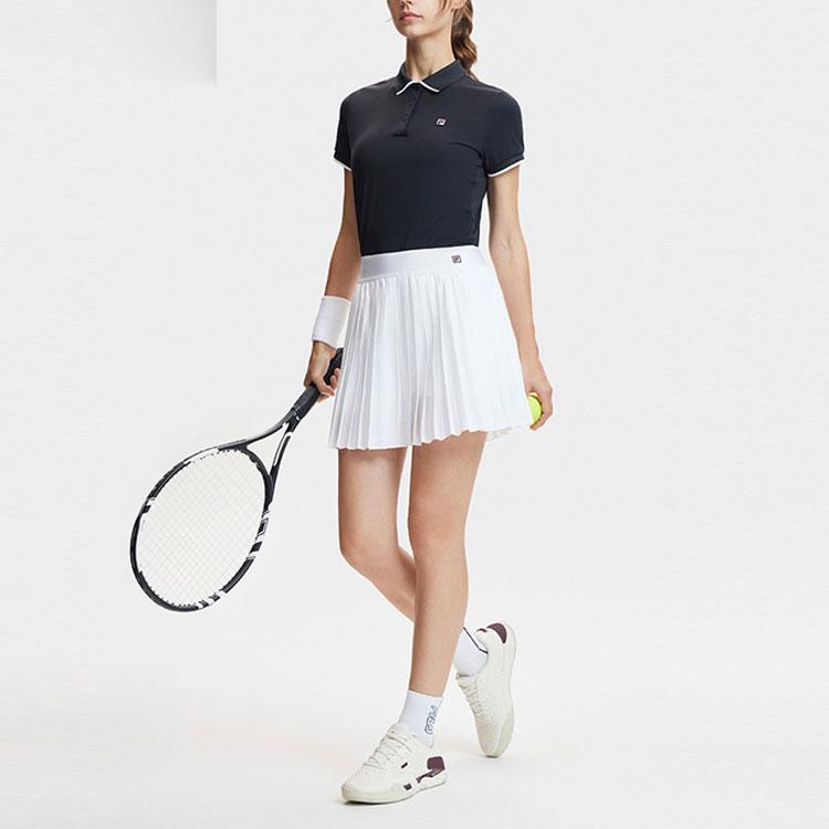 Fila SS24 Solid Color Breathable Woven Tennis Pleated Skirt With Shorts Women Skirts Bright-White A11W423303F-WT