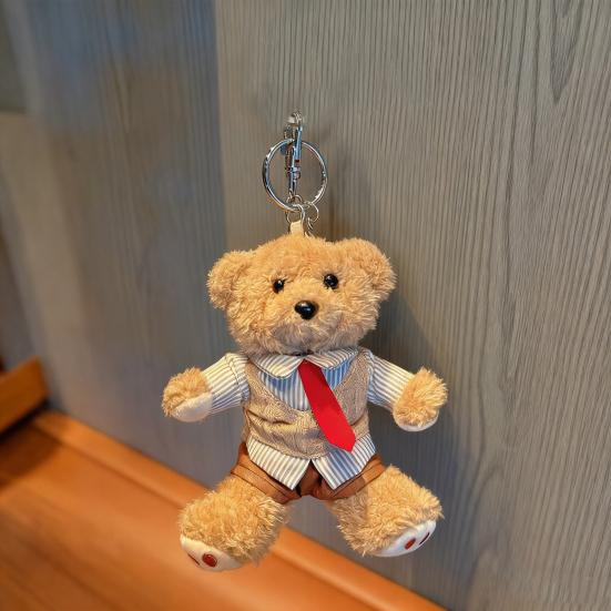 6 Inch Plush Bear Keychain Cartoon Bear Bag Charm Cute Stuffed Animal Keyring for Backpack Handbag Keys Hanging Accessories