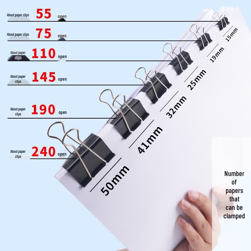 M&G Eplus Series Black Binder Clips, 19mm (12-pack)