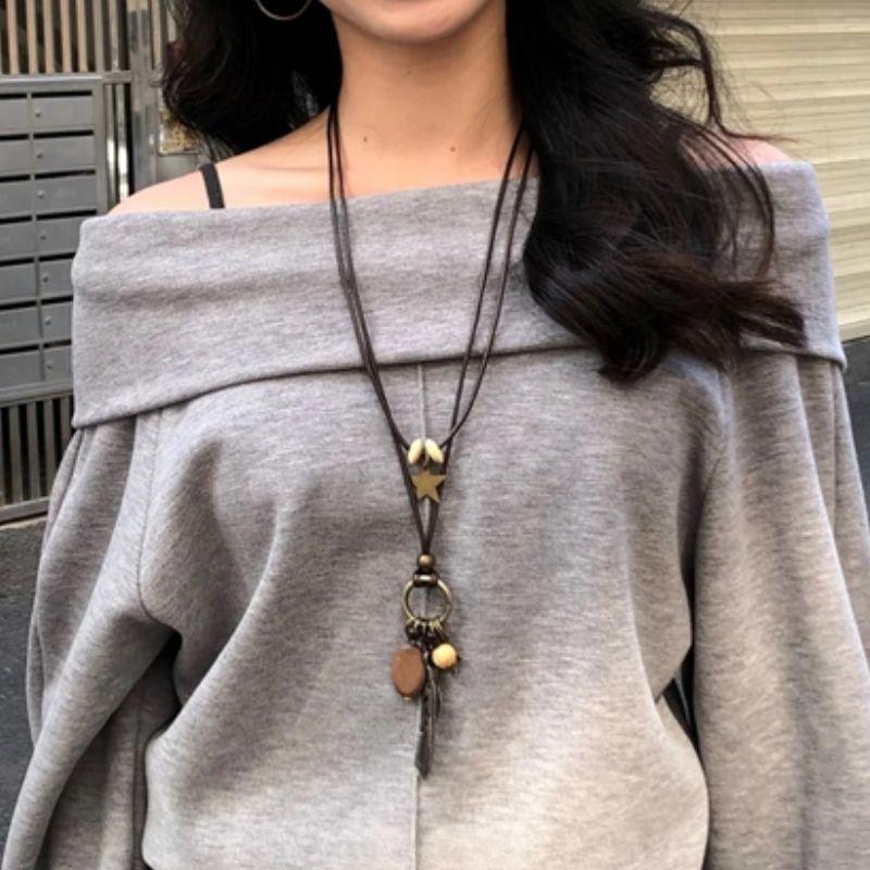 Bohemian geometric pendant necklace retro ethnic style temperament collarbone chain versatile niche high-end jewelry women