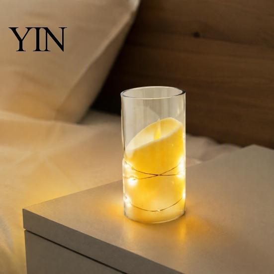 Realistic Flickering Candles for Christmas Flameless LED Candles, Battery Operated Acrylic Pillar with Embedded Wedding Table Centerpiece String, Fake