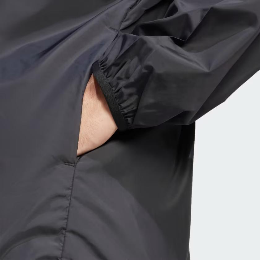 Adidas Základní sportovní větrovka s velkým logem, látková, módní, všestranná, s kapucí, s dlouhým rukávem, pánská bunda, černobílá, JF3687