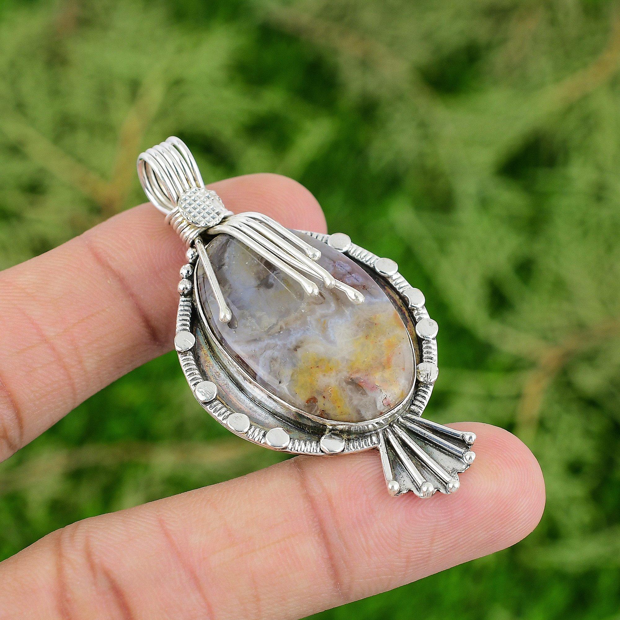 

Daughters Day Deal 925 Sterling Silver Bloodstone Gemstone Boho Pendant Jewelry