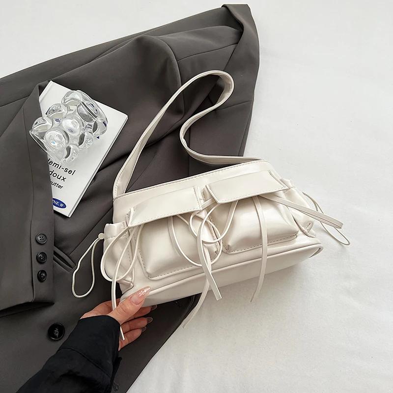 Fashion Underarm Shoulder Bag Red Silver Female Bag PU Leather Armpit Bag Chain Handbag Tote Clutch Bag High Capacity