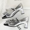 Mode Klassisch Dicker Absatz Schleifenverzierung Damen Pumps Einfache Quadratische Spitze Explosionsriss Leder Damen Einzelschuhe Mode Kleiderschuh