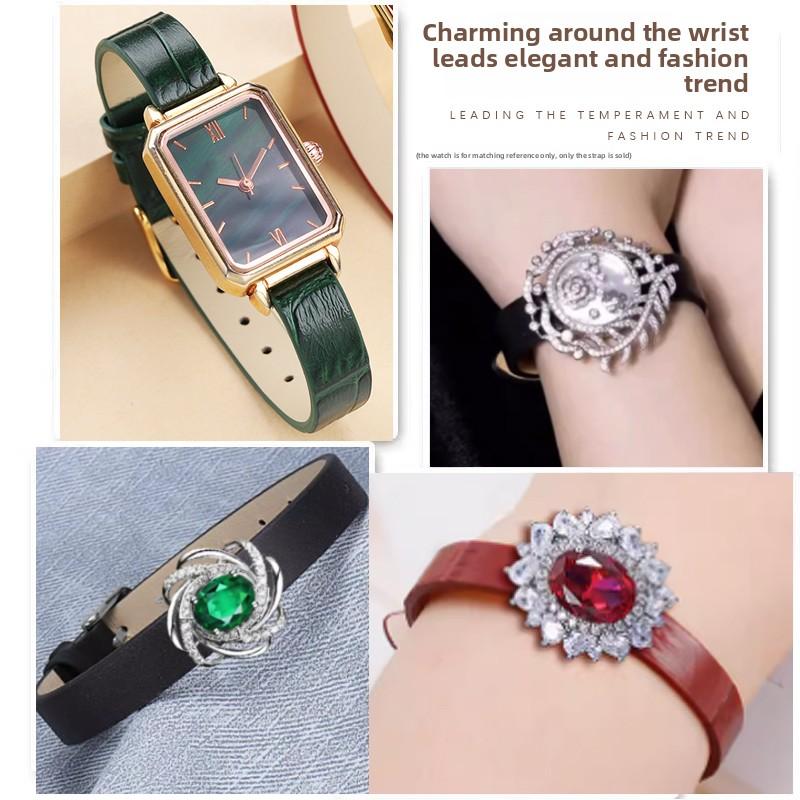 6mm 8mm 10mm A Long Fashion Leather Bracelet For Jewelry Women's Silk Crocodile Pattern Cowhide Jade Watch Strap Wristband+tools