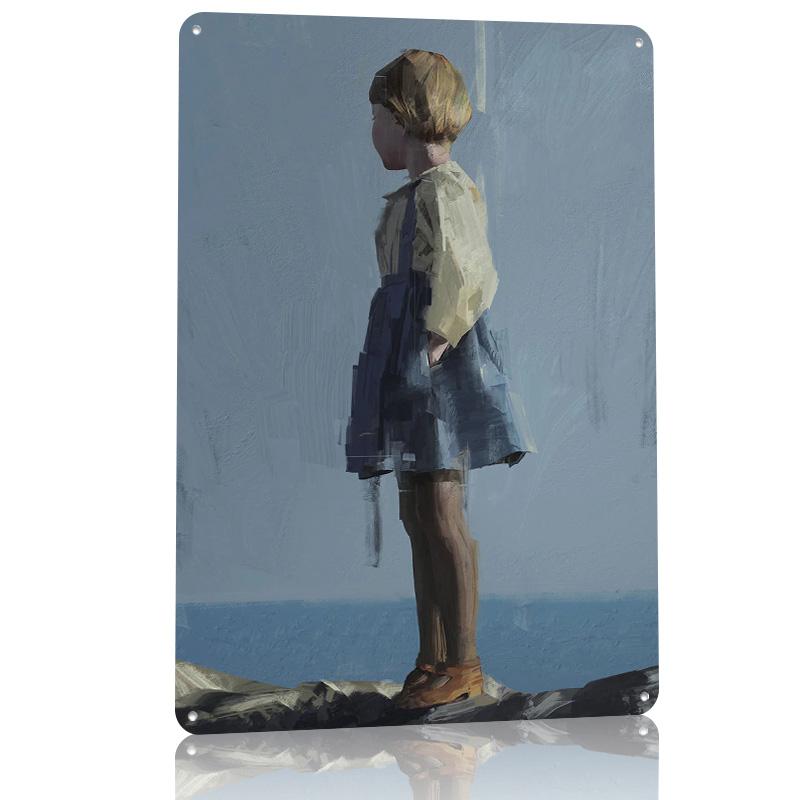 Litte Girl Personalized D Textured Metal Poster Wall Art Vintage Tin Signs for Home Decor Living Room Interior Accessories Bar