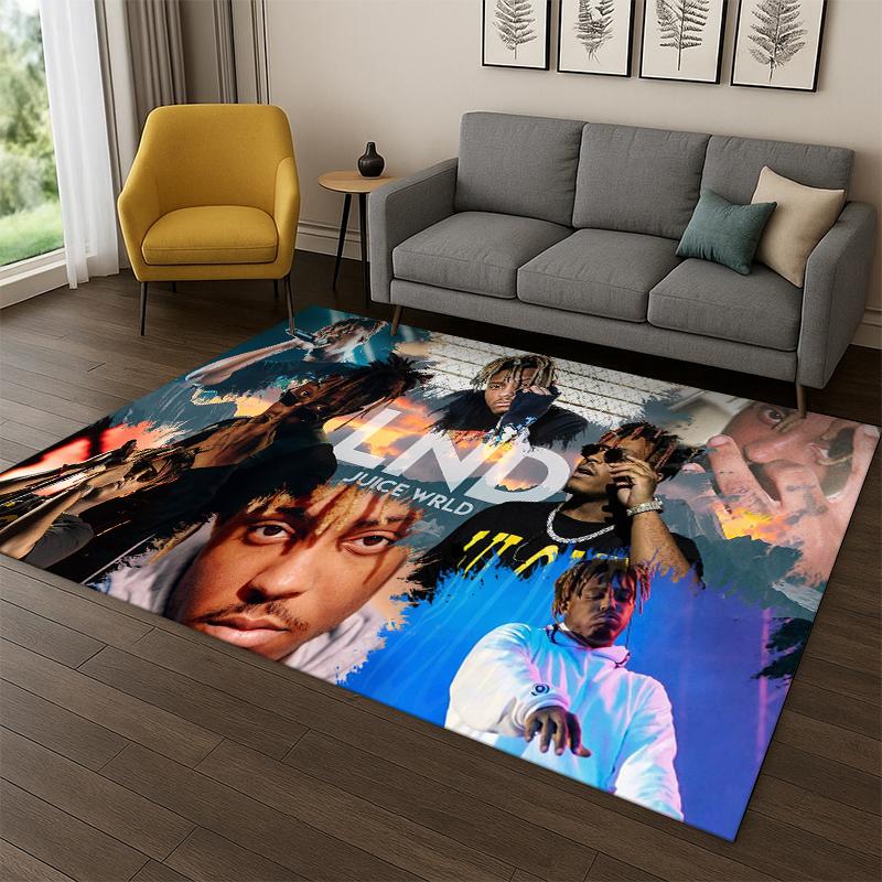 Retro Juice WRLD 999 Legend Rapper Star Carpet Rug for Bedroom Living Room Sofa Playroom Doormat Home Decor,Area Rug Non-slip
