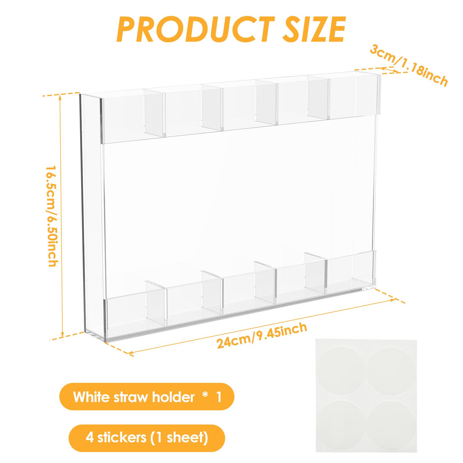 

Acrylic Straw Holder With Sticker Reusable Straw Organizer Storage Rack for Drinking Straws Cabinet Door Mounted