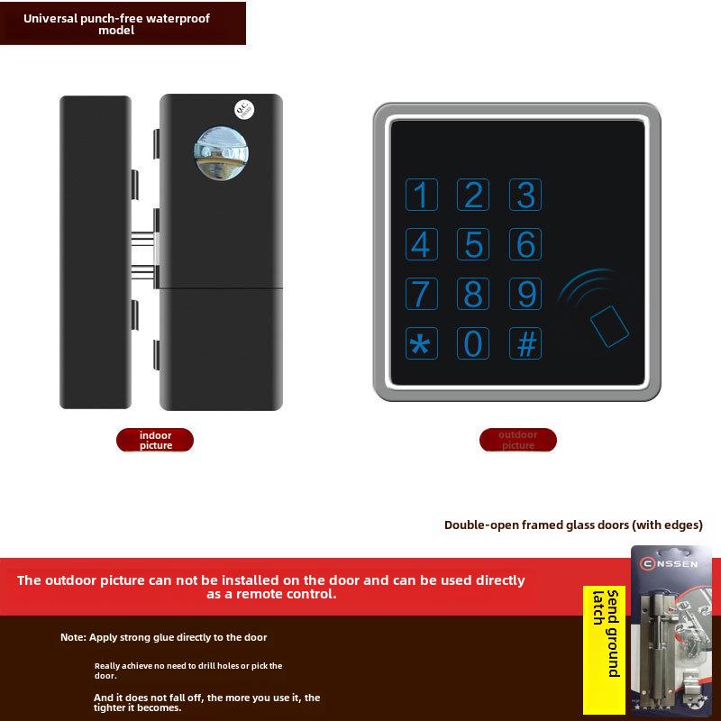 Punch-Free Glass Door Smart Lock: Remote-Controlled Fingerprint Lock for Single & Double Doors