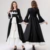 Halloween Medieval Vintage Gothic Court Dress Square Neck Waist Splicing Bow Dress