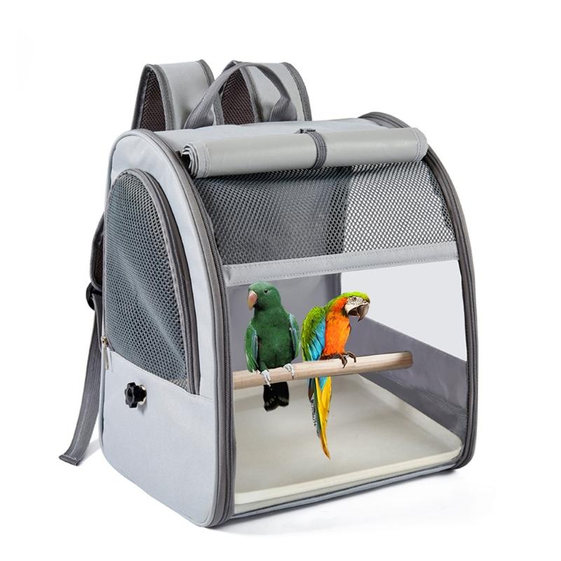 Light Weight Bird Travel Cage Backpacks With Ventilated Window And Side Pockets For Outdoor Activity