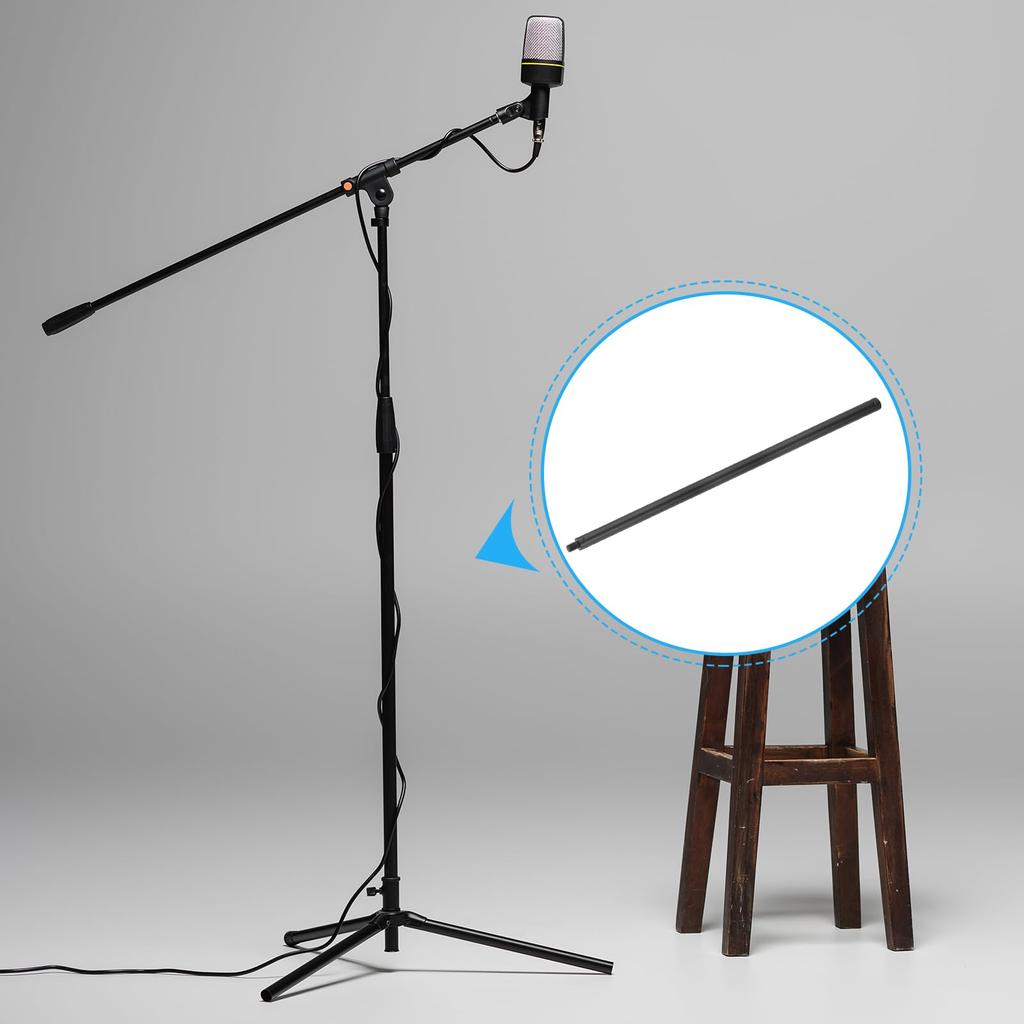 Uxcell Metal Microphone Stand Extension Pipe, 38-inch Male To 38-inch Female, Microphone Extension Rod, 17.32 X 0.6 Inches, Black